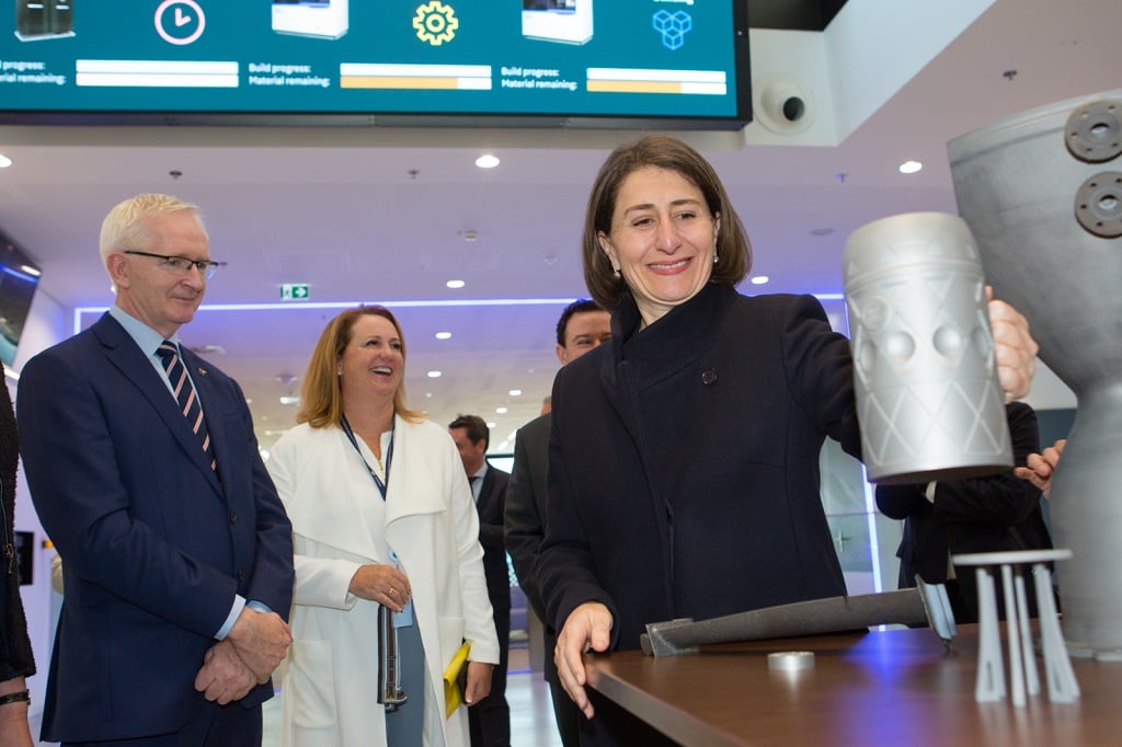  NSW Government Premier Gladys Berejiklian tours GE Additive’s CEC Munich as part of an MoU signing ceremony [Image via GE Additive] 