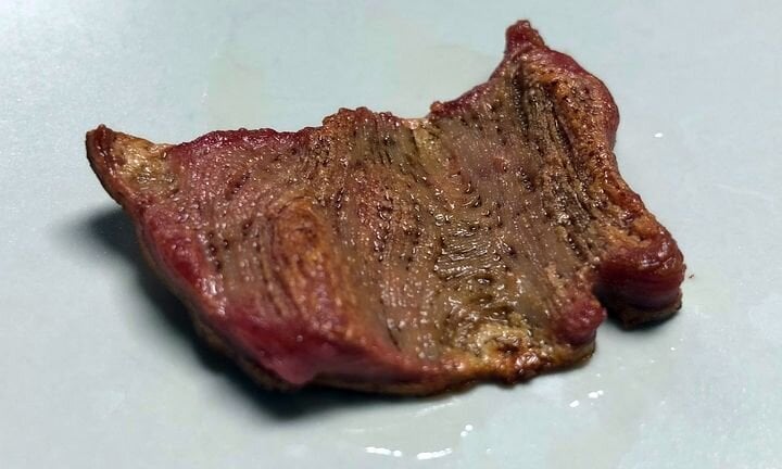  A not-too-bad-looking 3D printed steak [Source: The Guardian / Novameat] 