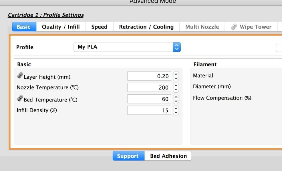  Creating a custom PLA profile in the 3DWOX Desktop app 