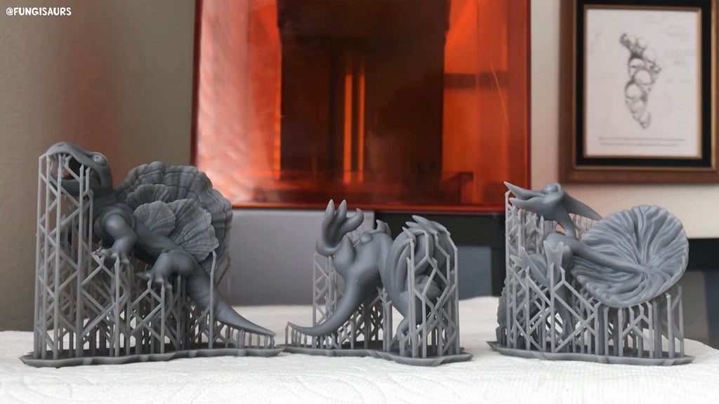  3D printed prototypes of Aiman Akhart’s Fungisaurs [Image: Formlabs] 