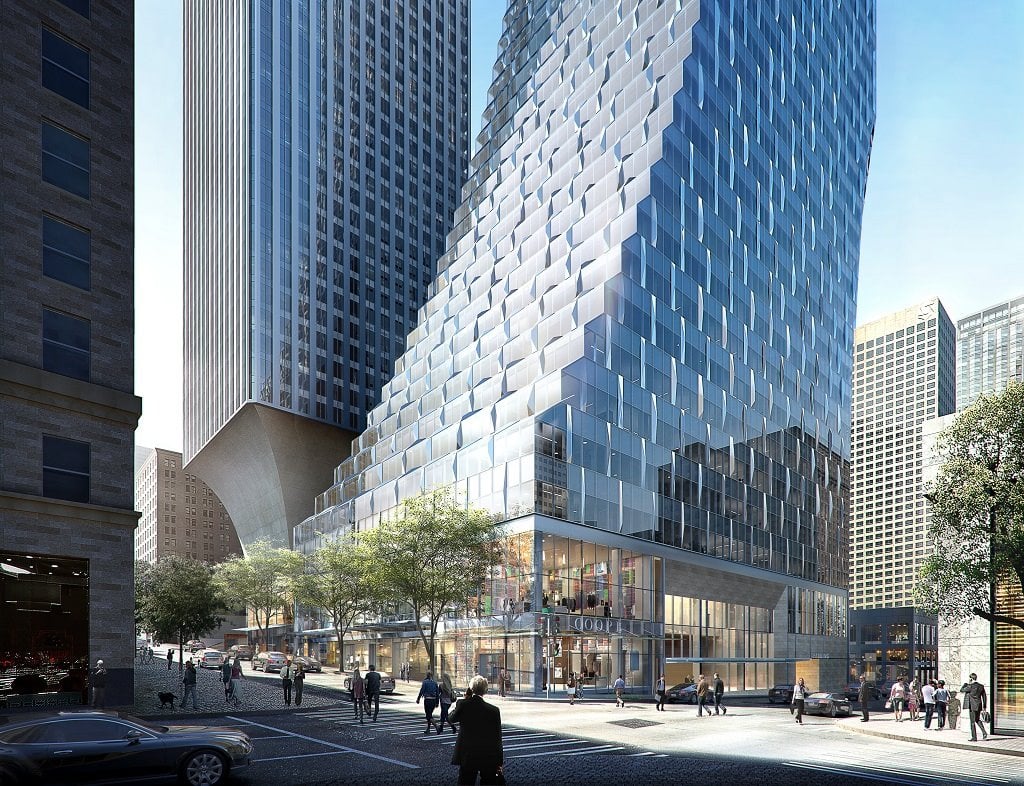  The stepped design makes for a challenging curtain wall design [Image: Rainier Square Tower project] 