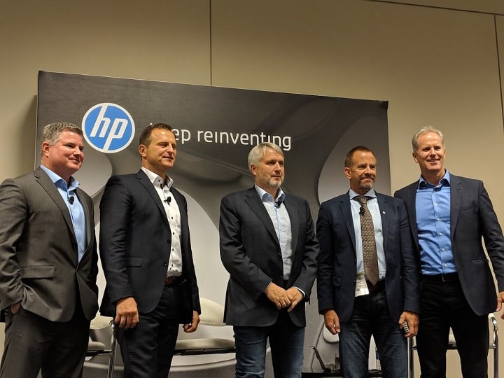  (L-R) Rob Hall, President, Parmatech; Dr. Martin Goede, Head of Technology Planning and Development, Volkswagen; Peter Oberparleiter, CEO, GKN Powder Metallurgy; Dr. Tim Weber, Global Head of 3D Metals, 3D Printing Business, HP Inc.; Stephen Nigro, President, 3D Printing Business, HP Inc. 