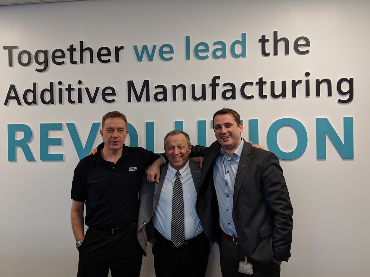  Phil, Vladimir, and Markus embody the spirit of togetherness driving additive manufacturing forward [Image: Sarah Goehrke/Fabbaloo] 