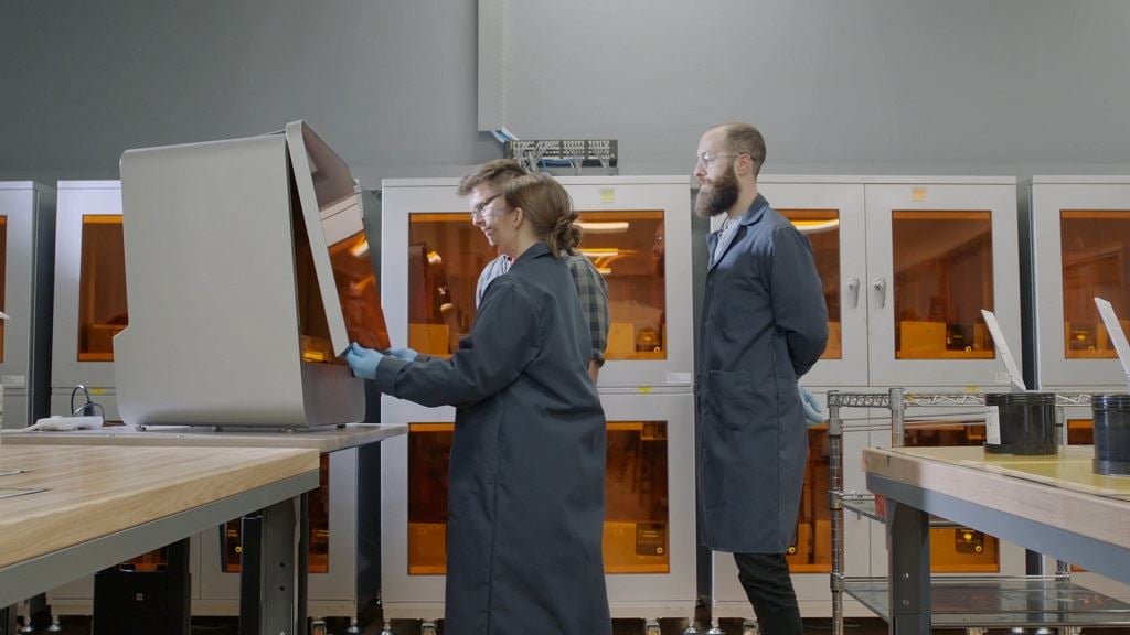  The New Balance team with Formlabs 3D printers [Image: New Balance] 