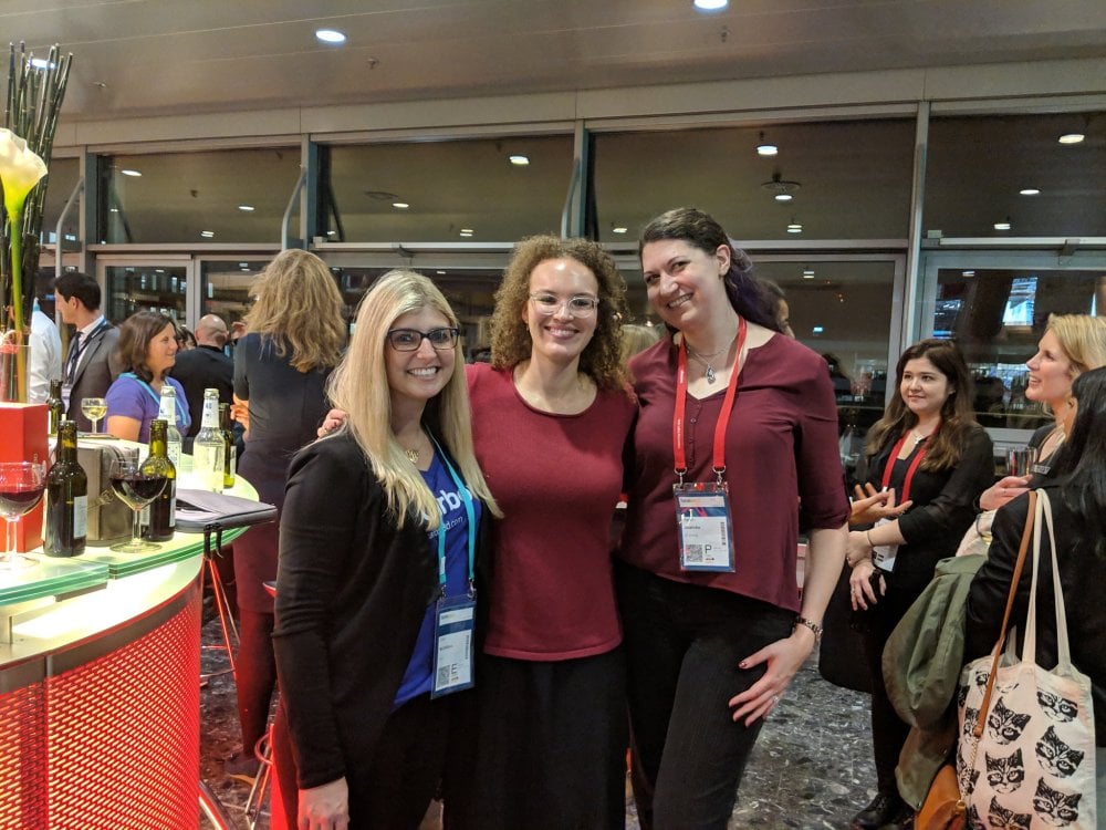 (L-R) Dana, Nora, and Sarah celebrate at the Wi3DP gathering at formnext 2018 [Image: Women in 3D Printing] 