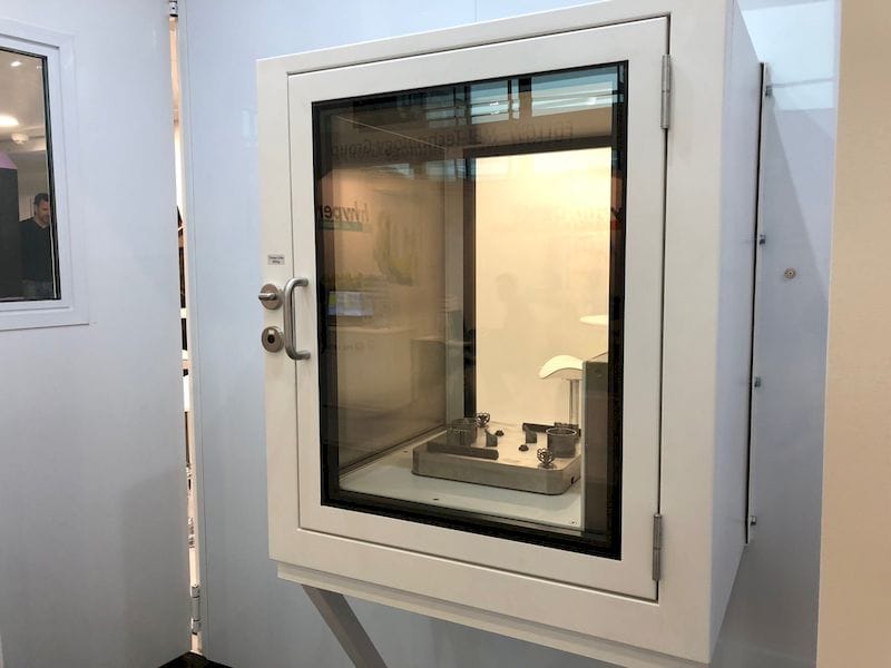  A window to pick up metal prints on the AddUp modular 3D metal printing system 
