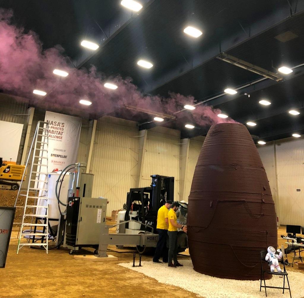  AI. SpaceFactory’s 3D printed structure undergoes smoke testing [Image: NASA Centennial Challenge] 
