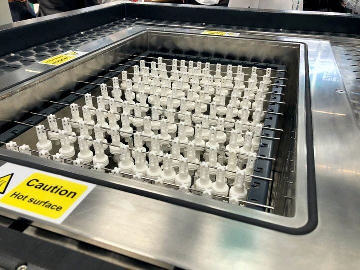  3D prints about to be smoothed in AMT’s PostPro3D system [Source: Fabbaloo] 