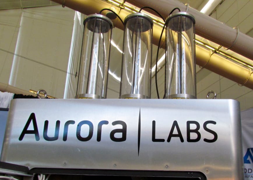  Three metal powder hoppers on top of the Aurora Labs 3D metal printer 