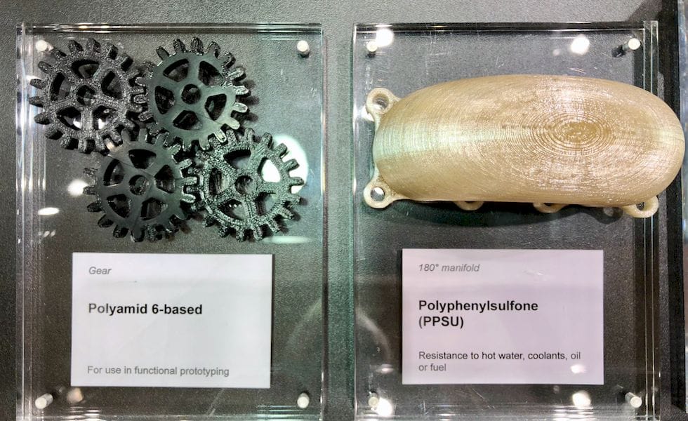  3D printed samples using some of BASF's unusual materials 