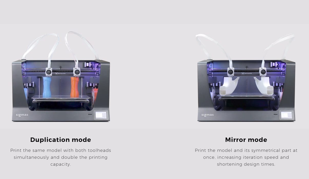  The two modes usable on the new BCN3D Sigmax large format desktop 3D printer 
