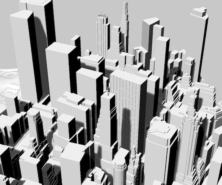  NYC skyline as generated by CADMAPPER [Source: Fabbaloo] 