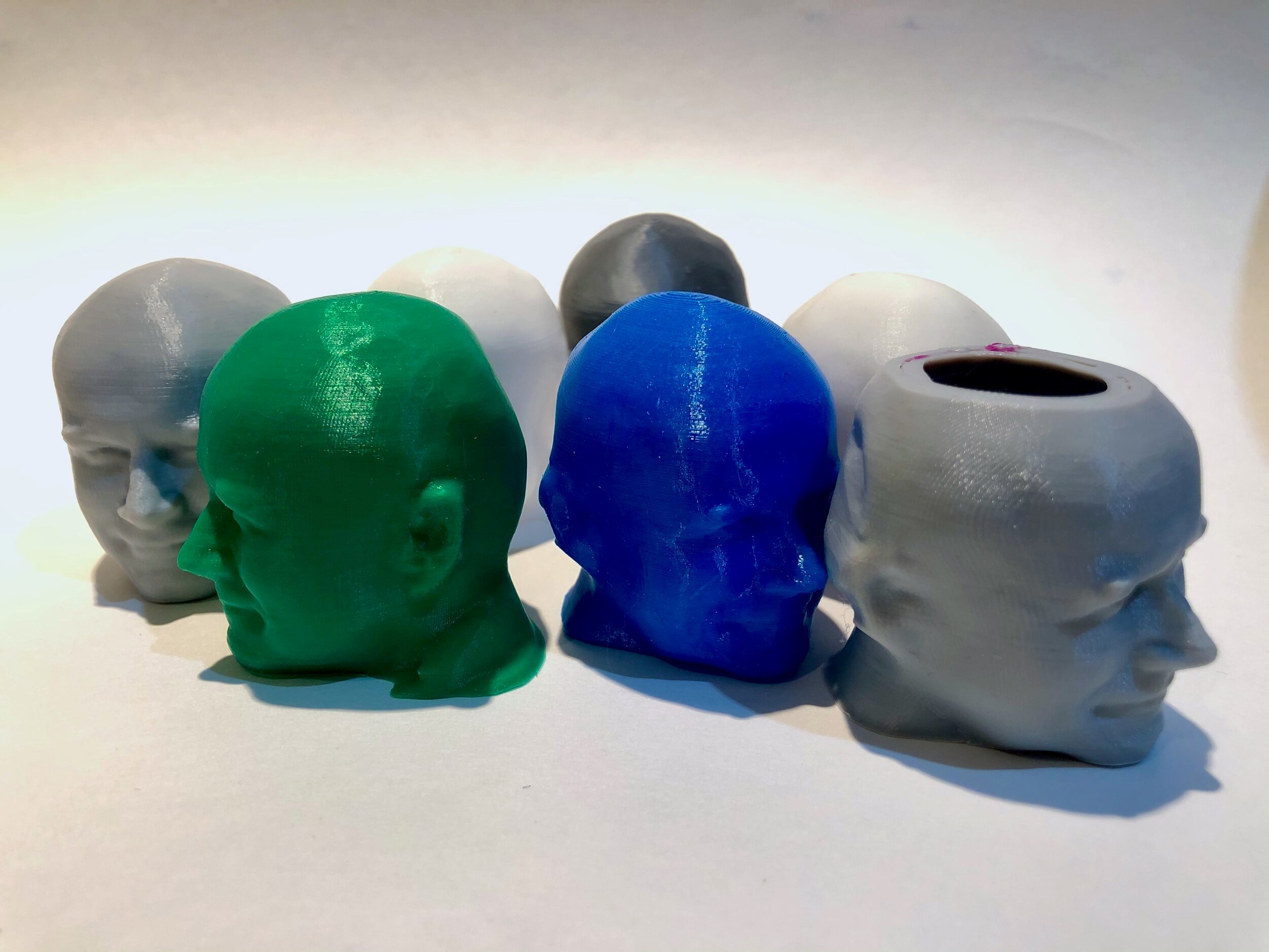  Some of my test “Robert” heads for 3D printer calibration [Source: Fabbaloo] 