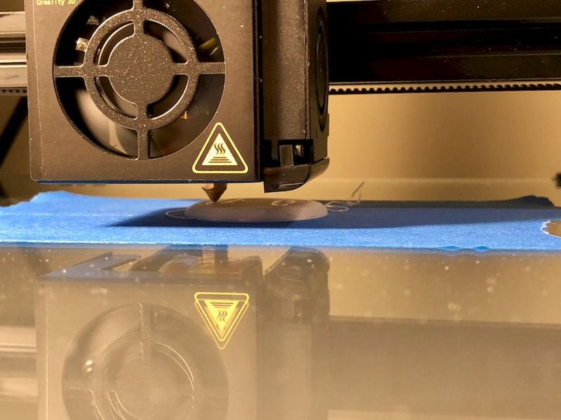  3D printing using blue tape on glass plate with the Creality CR-10S desktop 3D printer 