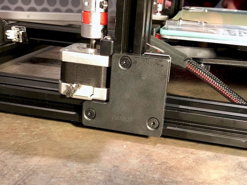  Assembling the XY and Z axes on the Creality CR-10S desktop 3D printer. This is the end stop bracket 