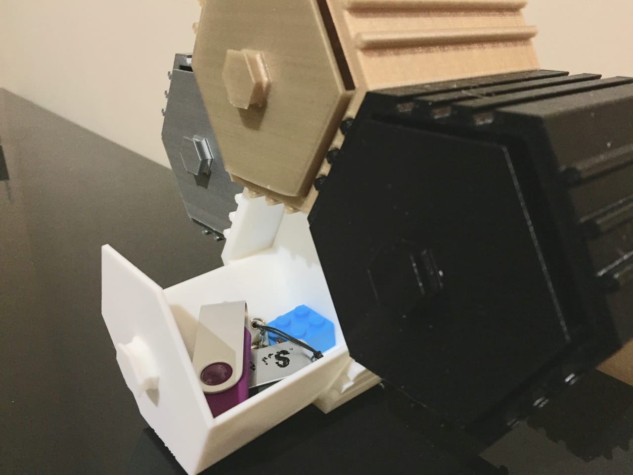  Reduce desktop clutter by putting your junk in the 3D printable HIVE stackable drawer system 