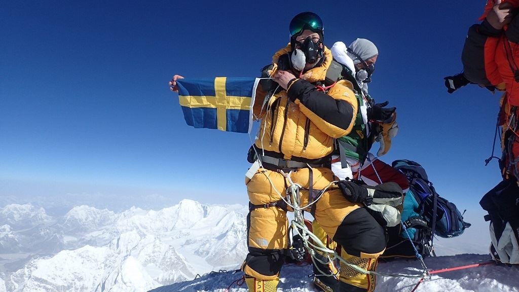  Lindwall at the summit of Mount Everest [Image: Bjorn Adventure] 