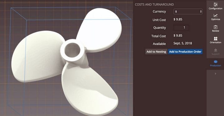  Preparing a quote for a 3D print job [Source: FabPilot] 