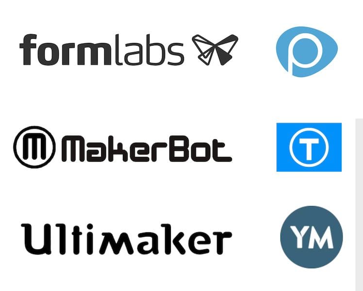  Three 3D printing companies and their corresponding 3D model repositories 