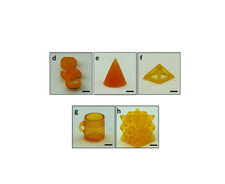  Sample 3D prints using a self-healing elastomer [Source: Nature] 