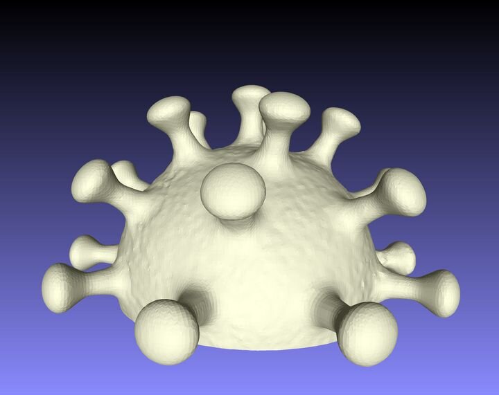  A 3D model of the Coronavirus (half) [Source: Fabbaloo] 