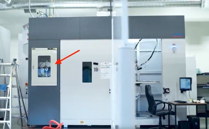  AQUA/01 Robotic 3D printing system apparently showing spool of carbon fiber [Source: AREVO] 