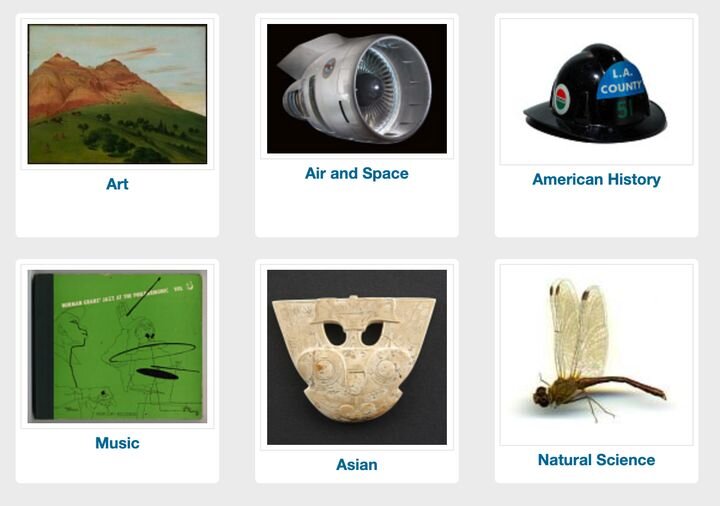  Some of the categories in the Smithsonian’s recent release of digital data [Source: Smithsonian] 