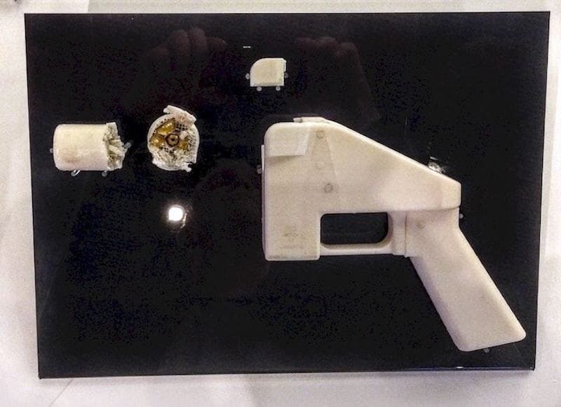 An actual 3D printed weapon. Note that it has exploded [Source: Fabbaloo]