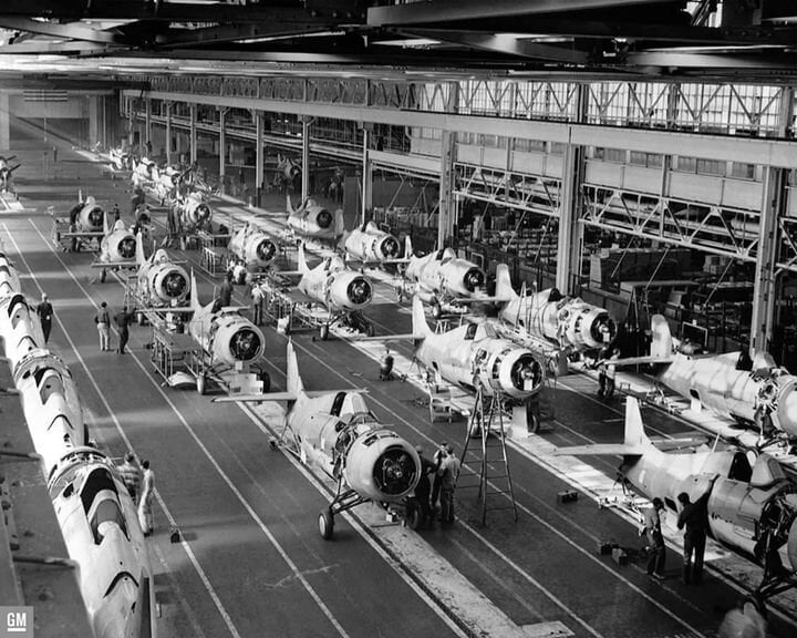 Obsolete, but still useful. General Motors took over production of F4F fighter planes from Grumman when that firm switched to the F6F. They eventually built three times more than Grumman without interrupting Grumman’s assembly lines.