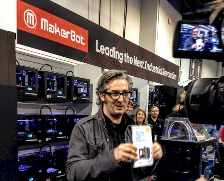 MakerBot’s then-CEO, Bre Pettis, presents the Replicator 2X at the height of consumer interest in 3D printing [Source: Fabbaloo] 