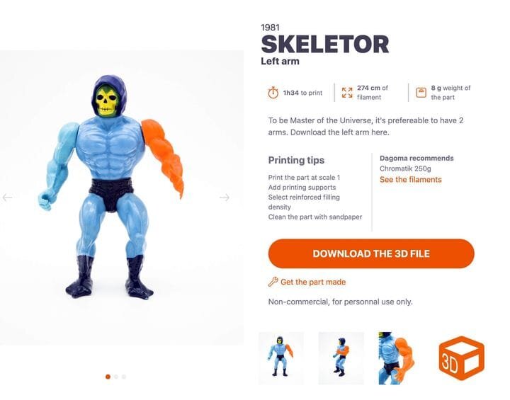  Toy Rescue’s entry for Skeletor’s left arm [Source: Toy Rescue] 