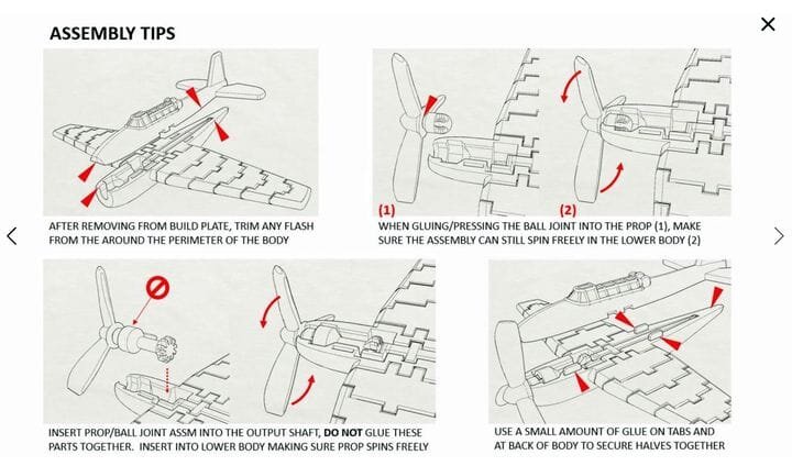  Instructions for the 3D printed flappy wing aircraft model [Source: Prusa Printers] 