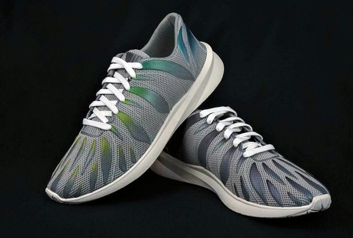  Shoes with 3D-printed uppers. (Image courtesy of Voxel8.) 