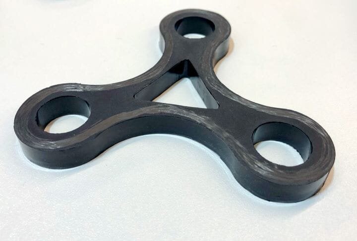  Sample 3D printed part with 60% continuous carbon fiber content [Source: Fabbaloo] 