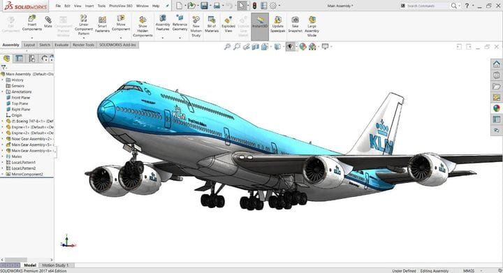  Screenshot of CAD design for a 747 aircraft [Source: ENGINEERING.com] 