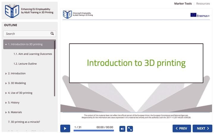 Screenshot of the 3D-HELP online 3D printing training system [Source: Fabbaloo] 