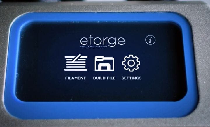  Touchscreen on the eForge electronics 3D printer [Source: Electronic Alchemy] 