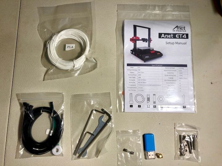  Parts included with the ANET ET4 [Source: Fabbaloo] 