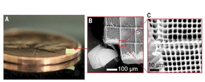  Parallel two-photon lithography orint example - shown on a penny! [Source: Science] 