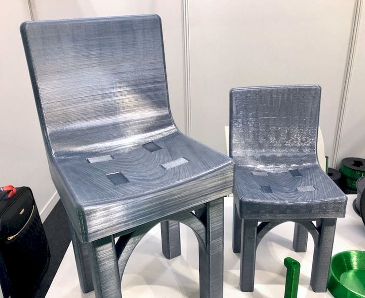 Tough two-part, snap-together 3D printed chairs using recycled PET filament from RE PET 3D [Source: Fabbaloo] 