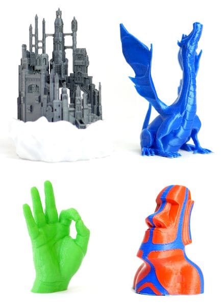  3D printed samples from the low-cost Axis 3D Printer [Source: Makertech 3D] 