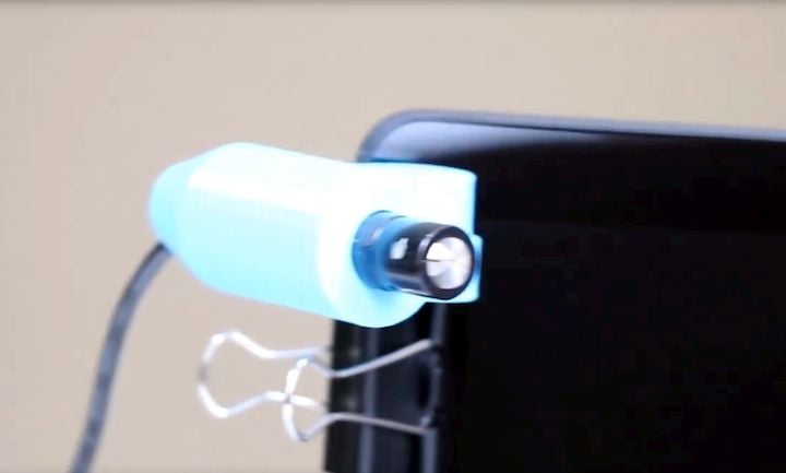  The Phiz 3D scanner involves a clip-on laser light source [Source: KIRI Innovation] 