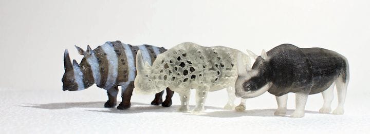  Highly complex multi-material rhino 3D prints made using OpenFab [Source: CACM] 