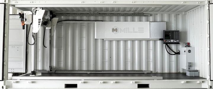  A 3D printer in a shipping container [Source: Millebot] 