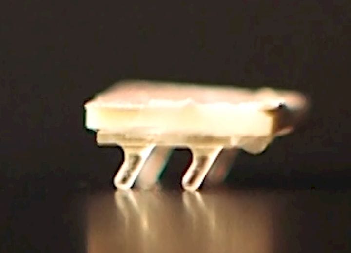  The 3D printed microbot was produced with two-photon polymerization [Source: Georgia Tech] 