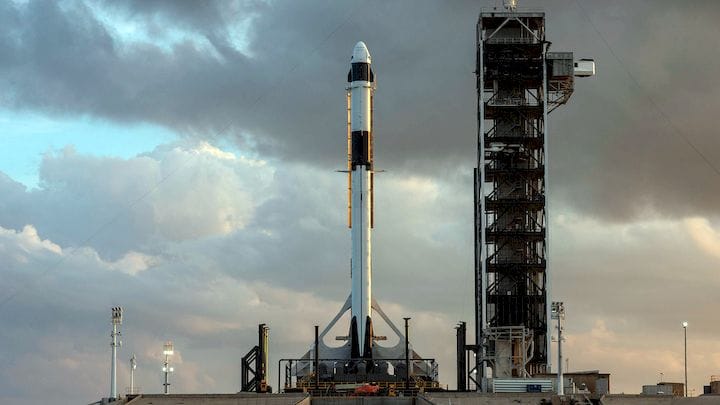  The Dragon 2 space capsule atop a Falcon 9 rocket [Source: SpaceX] 