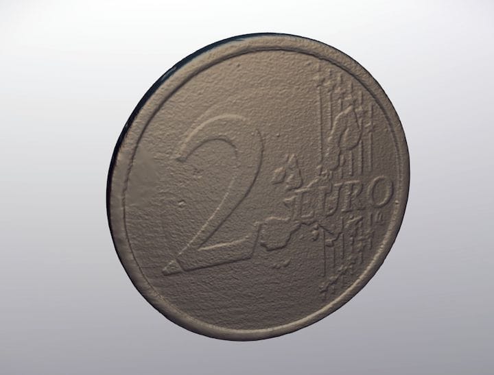  3D scan of a €2 coin [Source: D3D-s] 