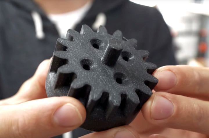  One of the prototype parts for the 3D printed croissant machine [Source: YouTube] 