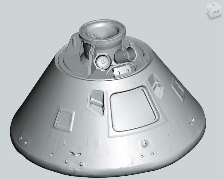  3D model of the actual Apollo 11 command model by the Smithsonian [Source: Fabbaloo] 