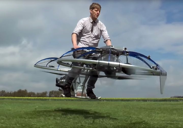  Supermaker Colin Furze riding a home-built hoverbike [Source: YouTube] 